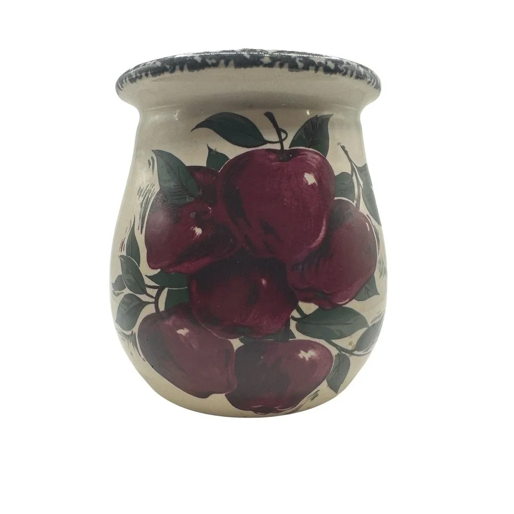 Home & Garden Party Apple‎ Stoneware Crock Hand Made USA 1999 Vintage 6 Inch
